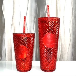 Starbucks 2021 Holiday Jeweled (2) Tumbers: RED